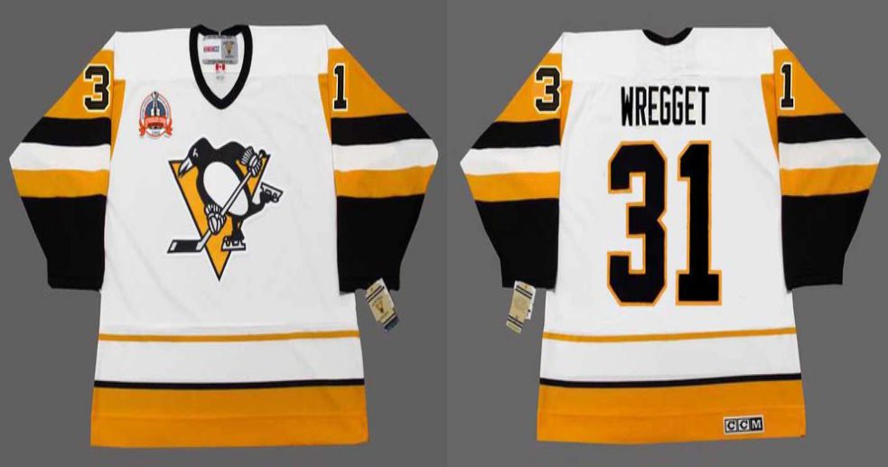 2019 Men Pittsburgh Penguins 31 Wregget White yellow CCM NHL jerseys